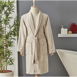 Луксозен халат за баня Nautica Home от 100% памук бежов цвят, размер S/M